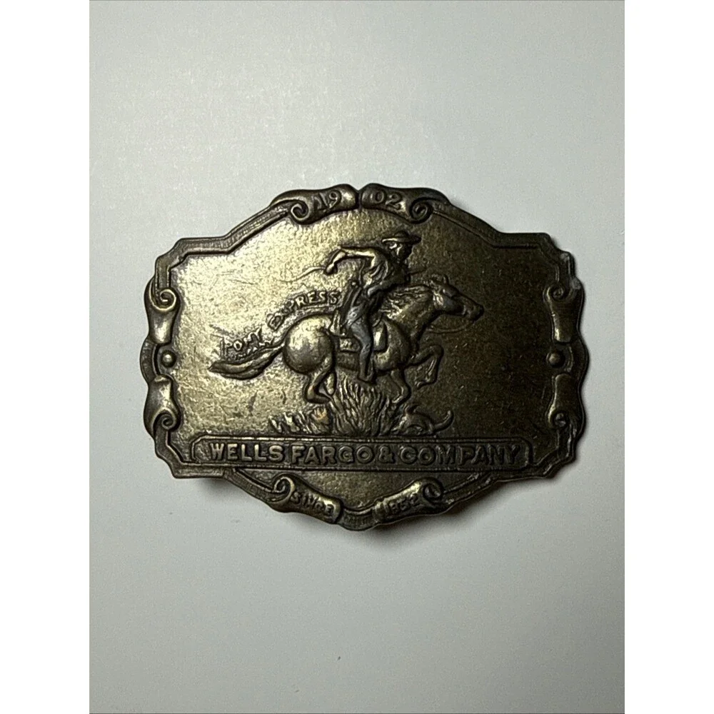 Wells Fargo Pony Express Western Cowboy United States Mail Vintage Belt Buckle